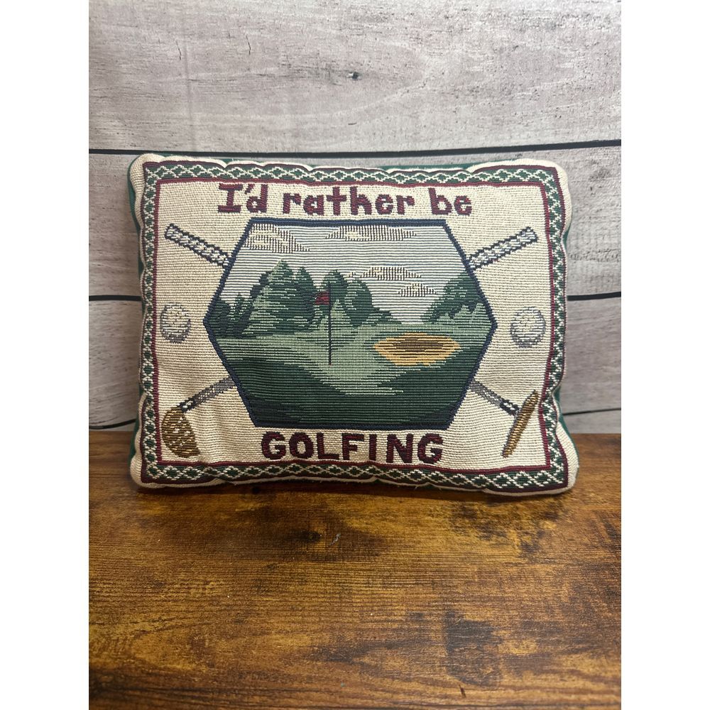 NEEDLEPOINT STYLE"‎ I'D RATHER BE GOLFING" ACCENT PILLOW 9"x 12"